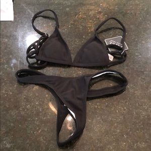 Zaful black thong bikini top and bottom